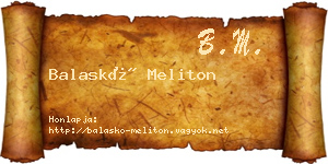 Balaskó Meliton névjegykártya